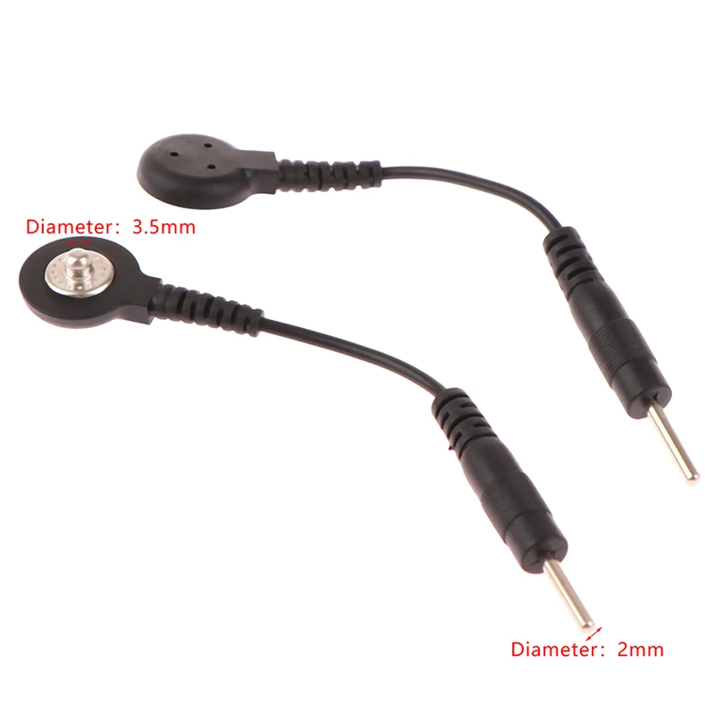 

2pc/set Electrode Lead Wire Connecting Cables Plug 2.0mm Snap 3.5mm Male Connector Cable Use For Tens/EMS Massage Machine Device