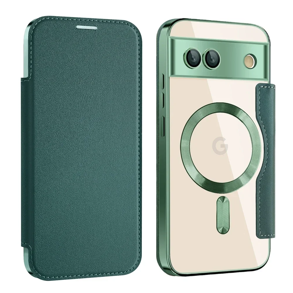 Magnetic Flip Wallet Case with Wireless Charging and Card Slot
