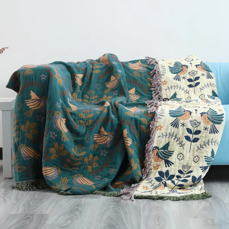 

Bohemia Boho Birds Flowers Throw Blanket Tapestry Bedspread Outdoor Camp Beach Towels Sofa Chair Cover Mat Rug Tassel