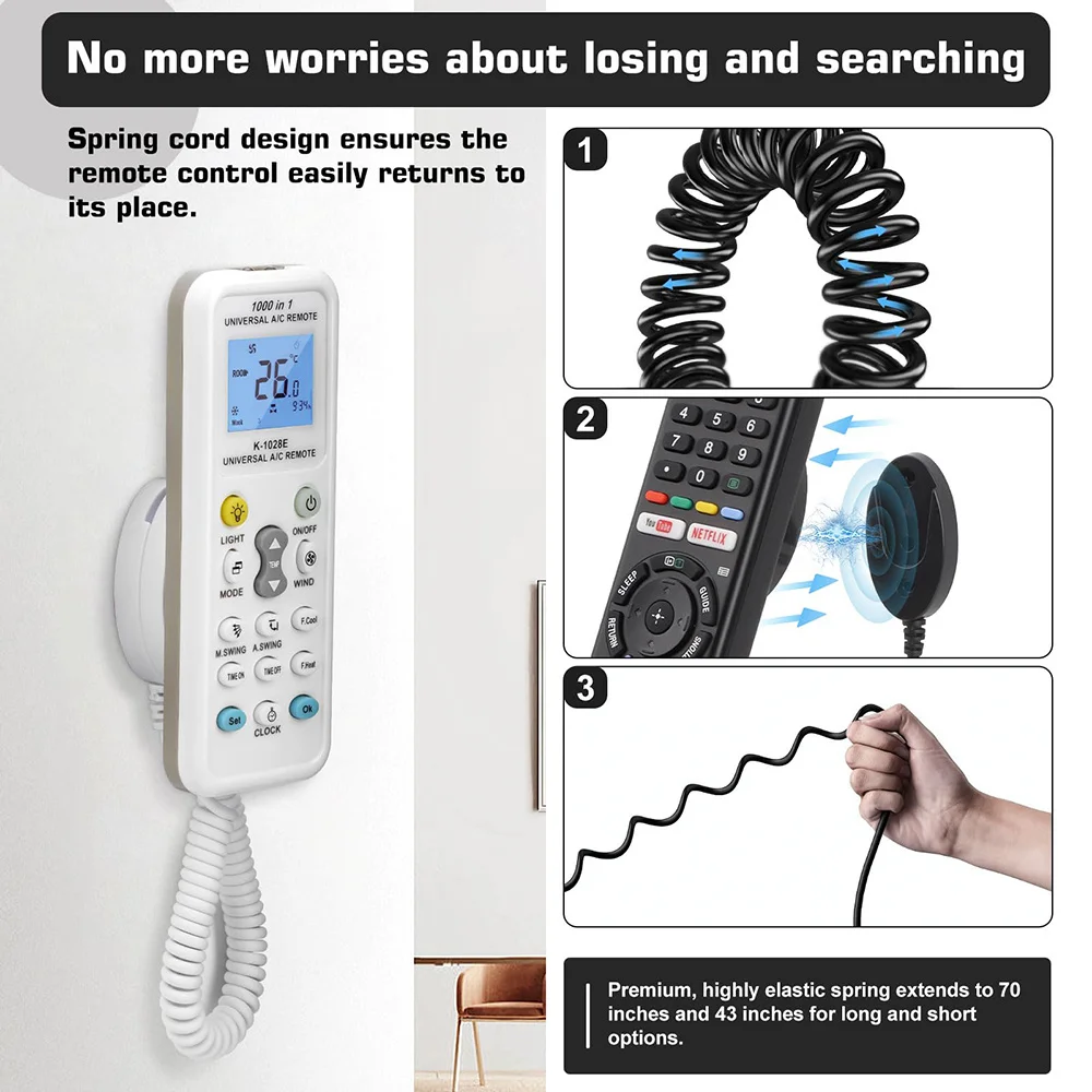 2/1Pcs Magnetic Spring Anti-drop Rope Remote Control For Anti lost Chain Remote Control Tether Retractable Cables Lock Elastic