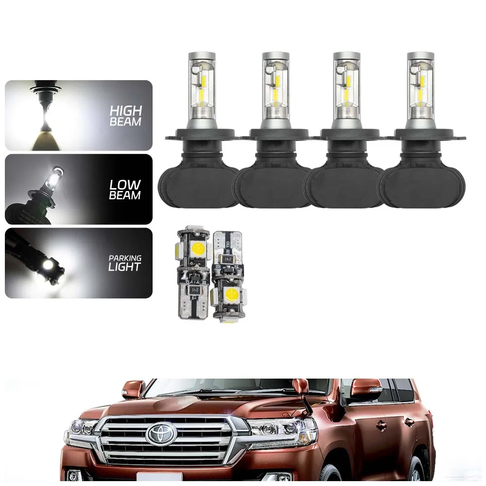 LED Headlight Bulbs upgrade Kit Bright White For TOYOTA LAND CRUISER 1990- Low beam,High beam,Parking Light Car Accessories