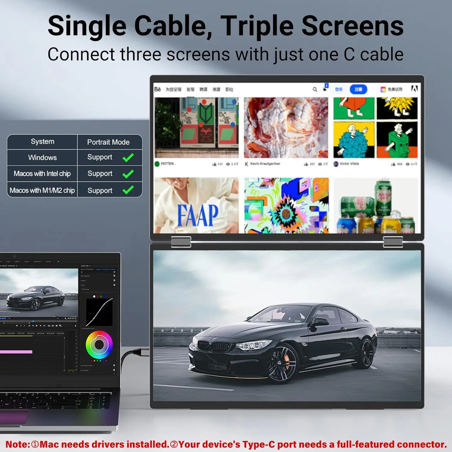 AHXJKA 15.6인치 듀얼 휴대용 모니터 1080P FHD IPS 노트북 화면 확장기 접이식 스택형 듀얼 모니터 (윈도우, 맥 노트북, PC용)