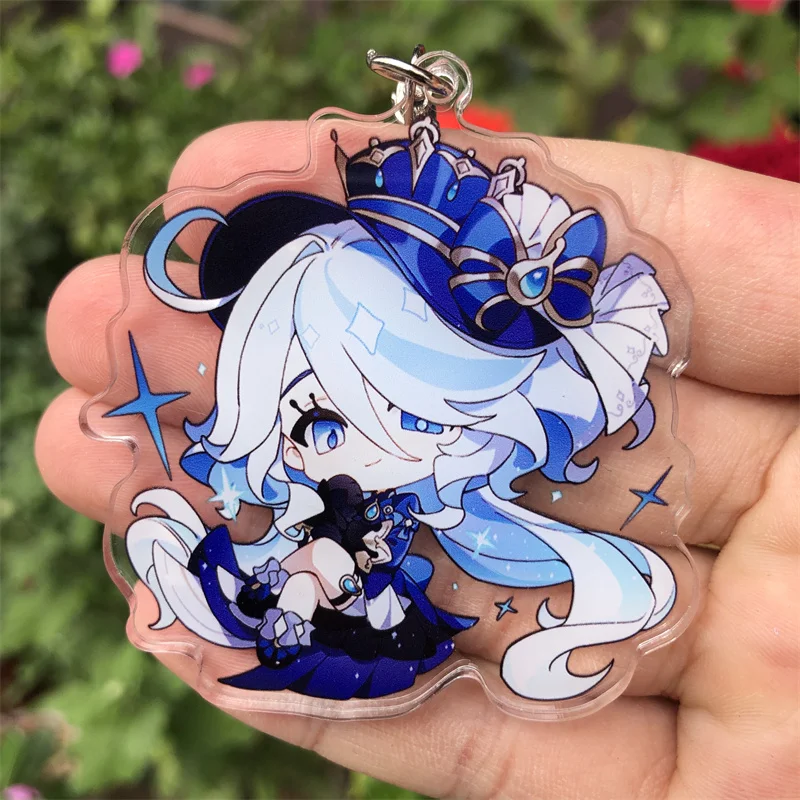 Anime Cosplay Accessories Genshin Impact Clorinde Neuvillette Sigewinne Navia Freminet Keychain Backpack Pendant Prop Badge