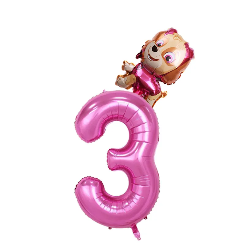 Cartoon paw patrol 32 inches Foil Number Balloons Chase Skye Rubble Child Birthday Party Decoration Balloon kids toy