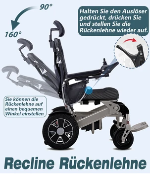 Sedia a rotelle elettrica per adulti Sedia a rotelle elettrica pieghevole Sedia a rotelle elettrica fuoristrada Potente doppio motore