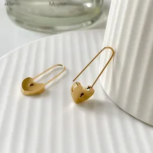  Heart paperclip hoop earrings for women stainless steel safety pin earrings 2022 minimalism dainty funky jewelry unique popuplar 