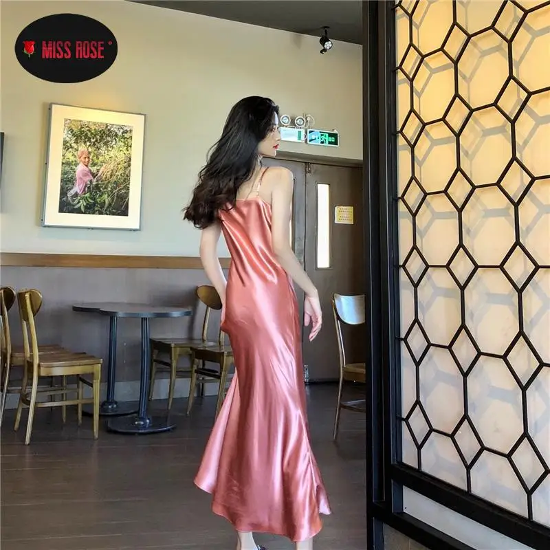 Women Luxury Long Maxi Dress Satin Silk Vestidos Night Dating Party Cocktail Celabrating Sundress Sexy Dress Club Vacation Dress ueteey sexy sleeveless summer woman sundress dress cotton ruched party elastic bodycon dress club wear vestidos dress for women