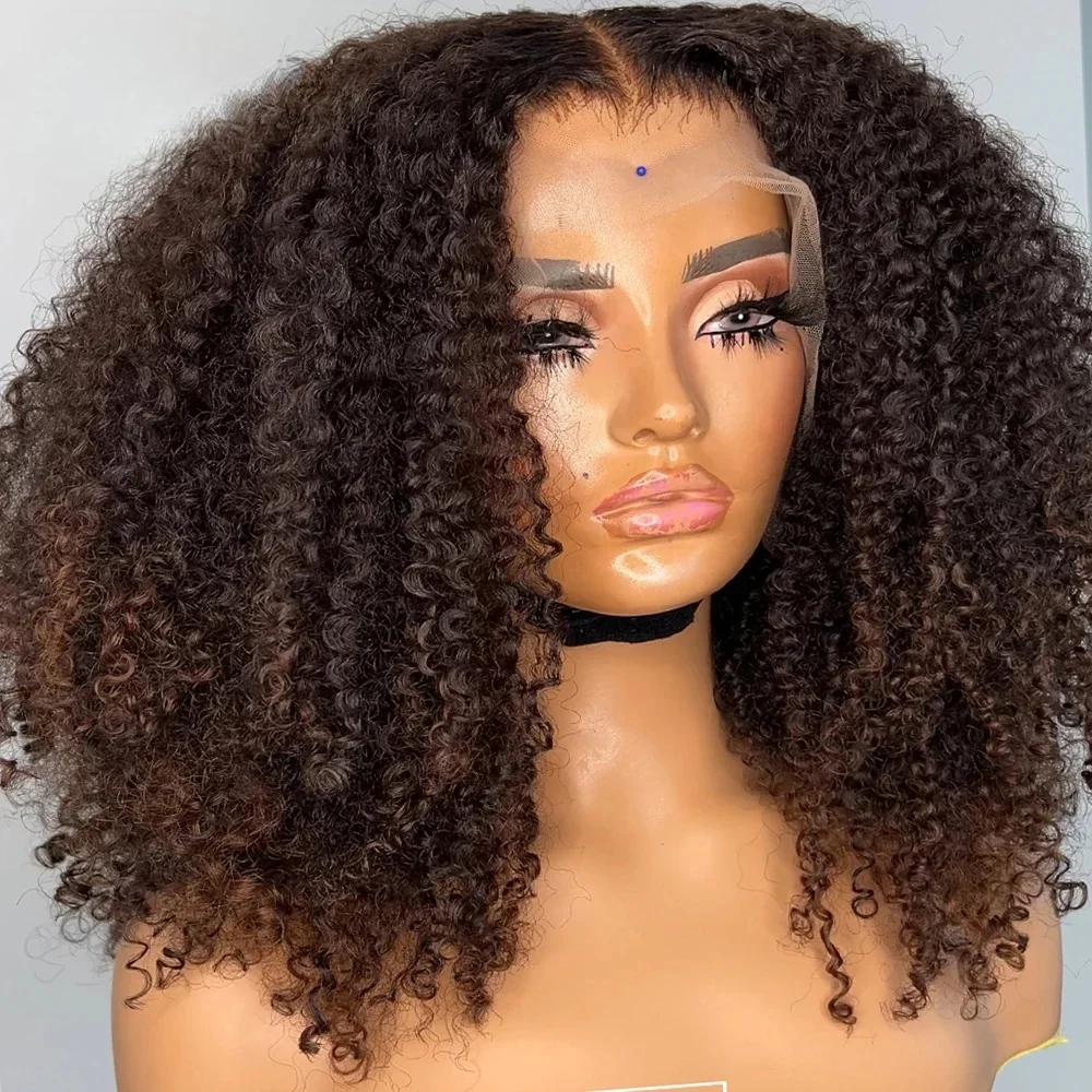 Lace front wig,synthetic hair wigs Coffee 26 inch 180Density Soft Long Brown Kinky Curly Lace Front Wig For Black Women With BabyHair Preplucked Natural Hairline