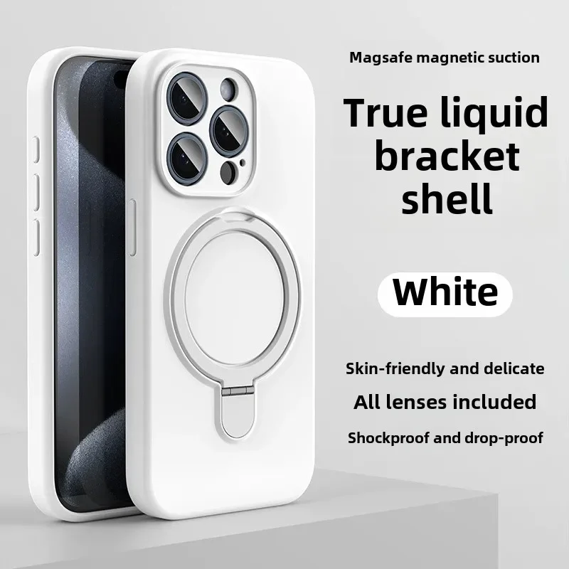 Magnetic Ring Holder Liquid Silicone Case with Stand Cover