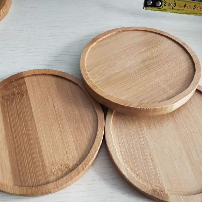 Bamboo Square Round Tray Ceramic Flowerpot Wooden Tray Practical Home Storage Tea Set Coaster Fruit Snack flower pots bamboo coaster