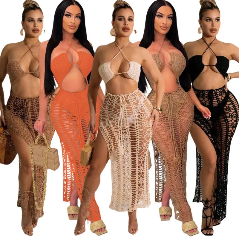 

Пляжное парео для женщин, накидка, новое эластичное платье с бахромой и разрезом, однотонное хлопковое покрытие, летняя мода 2024, купальник