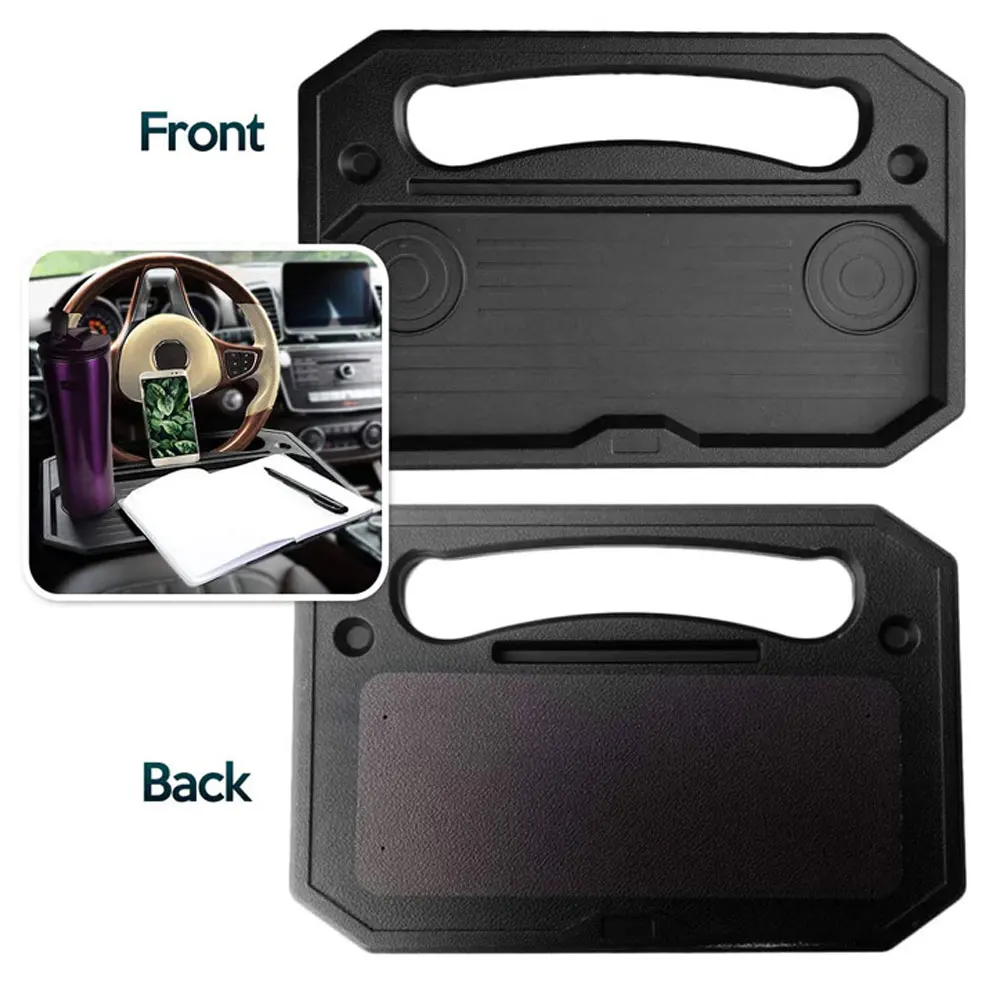 Xergur 2 in 1 Auto Stuurwiel Tray/Achterbank Hoofdsteun Lade Voor Eten Eten Drinken En Schrijven Laptop Werk, Zwarte Auto Bureau