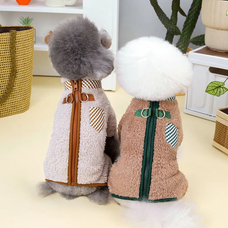 Pet Clothes Soft Warm Dog Jumpsuits Winter Pet Dog Jacket Zipper Small Puppy Yorkie Clothes Onesies Teddy French Bulldog Outfit