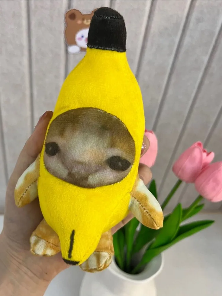 創造的なバナナ猫のぬいぐるみ,ピンチおもちゃ,幸せな猫,人形の