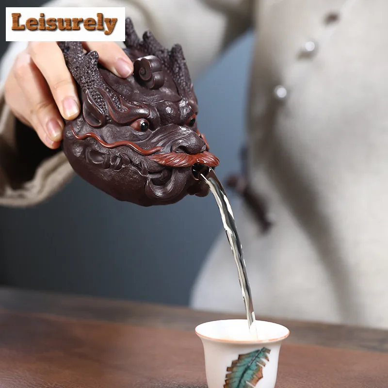 230ml Chinese Yixing Purple Clay Teapot Handmade Dragon Head Hand Grab Pot Beauty Tea Infuser Kettle Customized Zisha Tea Set