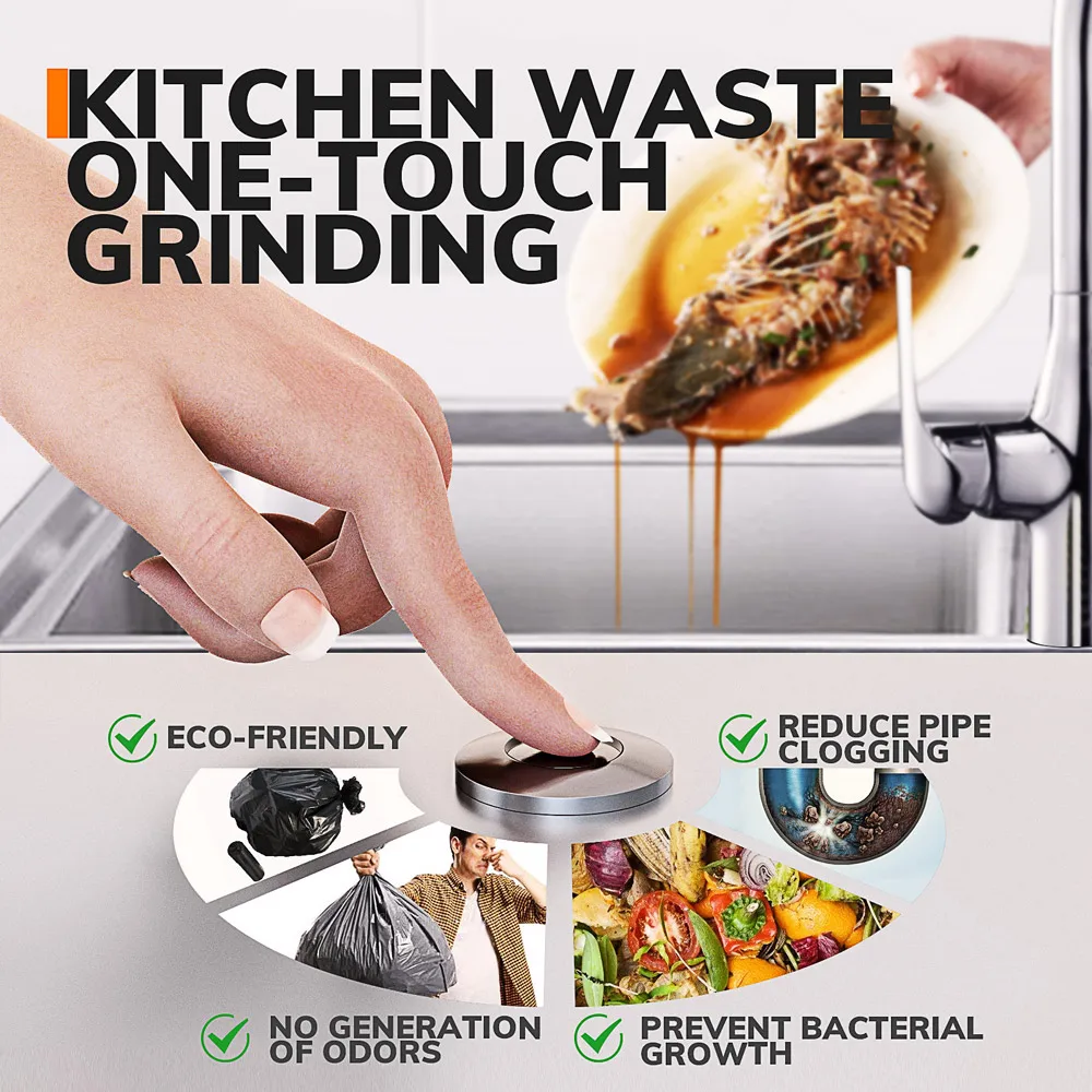 MIUI Continuous Feed Garbage Disposal with Sound Reduction,1/2 HP Stainless Steel Food Waste Grinding System,Power Cord Included