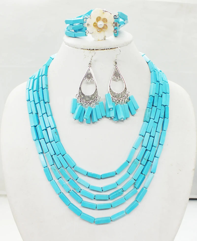 

last set of necklaces, 5 layers of green Turkish semi-precious stones. Necklace / Bracelet / Stud Earrings, African Bridal Weddi