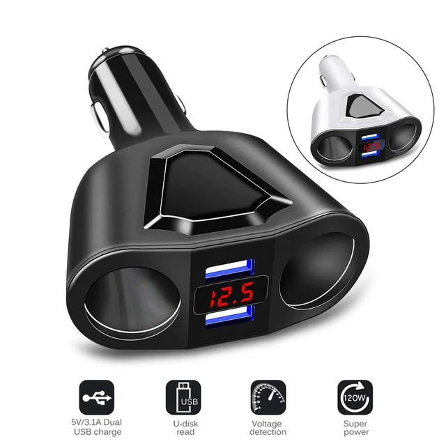 Buy Ugreen 120W Dual Cigarette Lighter USB Car Charger online Worldwide 