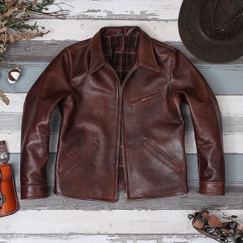 YRFreeshippingLuxuryItalianbulloilleatherjacketBrandqualityClassicRiderrealleather