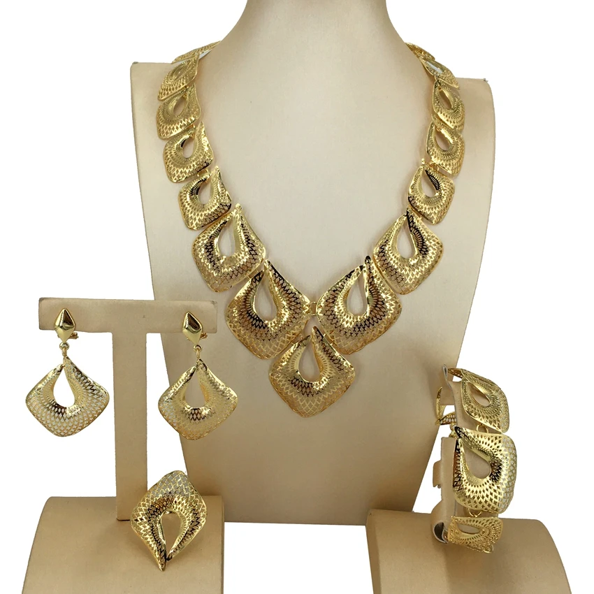 FineJewelryBrazilianGoldPlatedJewelrySetsforWomenWeddingParty