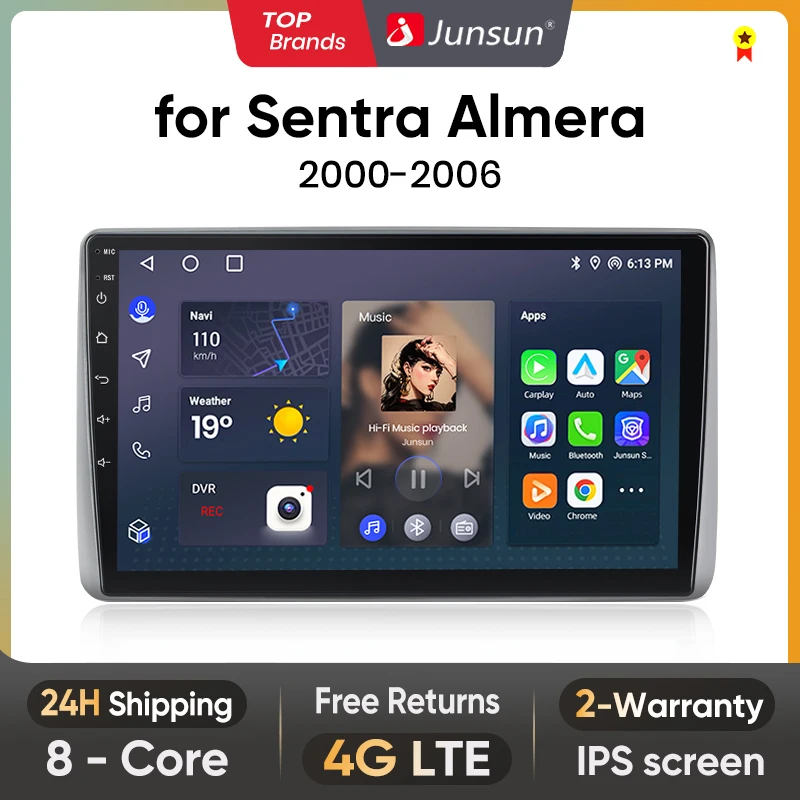 

Автомобильное радио Junsun V1pro Android для Nissan Sentra Almera 2000 2001 -2006 беспроводное Carplay 4G Автомобильный мультимедийный GPS 2din Авторадио