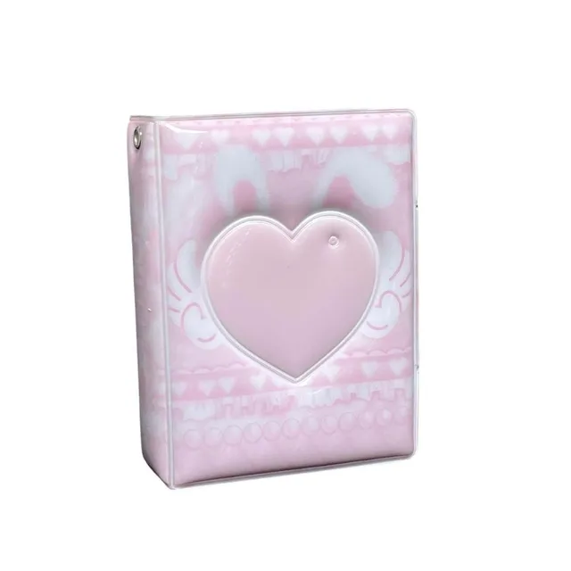 Album de cartes à nœud d'amour rose en PVC avec 16 Pages internes, classeur de cartes photo, Album de cartes à collectionner, Mini livre de collecte de cartes idoles de 3 pouces 1