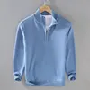 100% Cotton Men's Clothing Sweater Autumn Winter Turtleneck  Half Zipper Pullovers Knitted Korean Popular Spring jumper Clothes 1