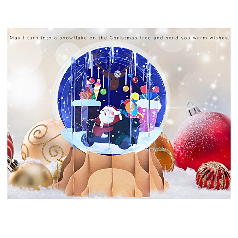 3D Snowdome Pop Up Christmas Card, Christmas Jesus Nativity, Crystal Snow Globe, Xmas Invitation, Gift, Religious