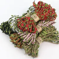 10M Green Leaf Ribbon Natural Wall Hanging Jute Vine Twine Artificial Green Leaves Twine  DIY Crafts Wedding Christmas Decor