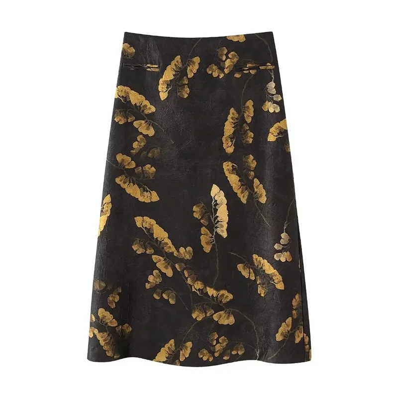 

TRAF Women Chic Printed Pencil Skirt Elegant High Waist Straight Long Skirts Luxury A-Line Maxi Skirt Party Midi Skirts Girls