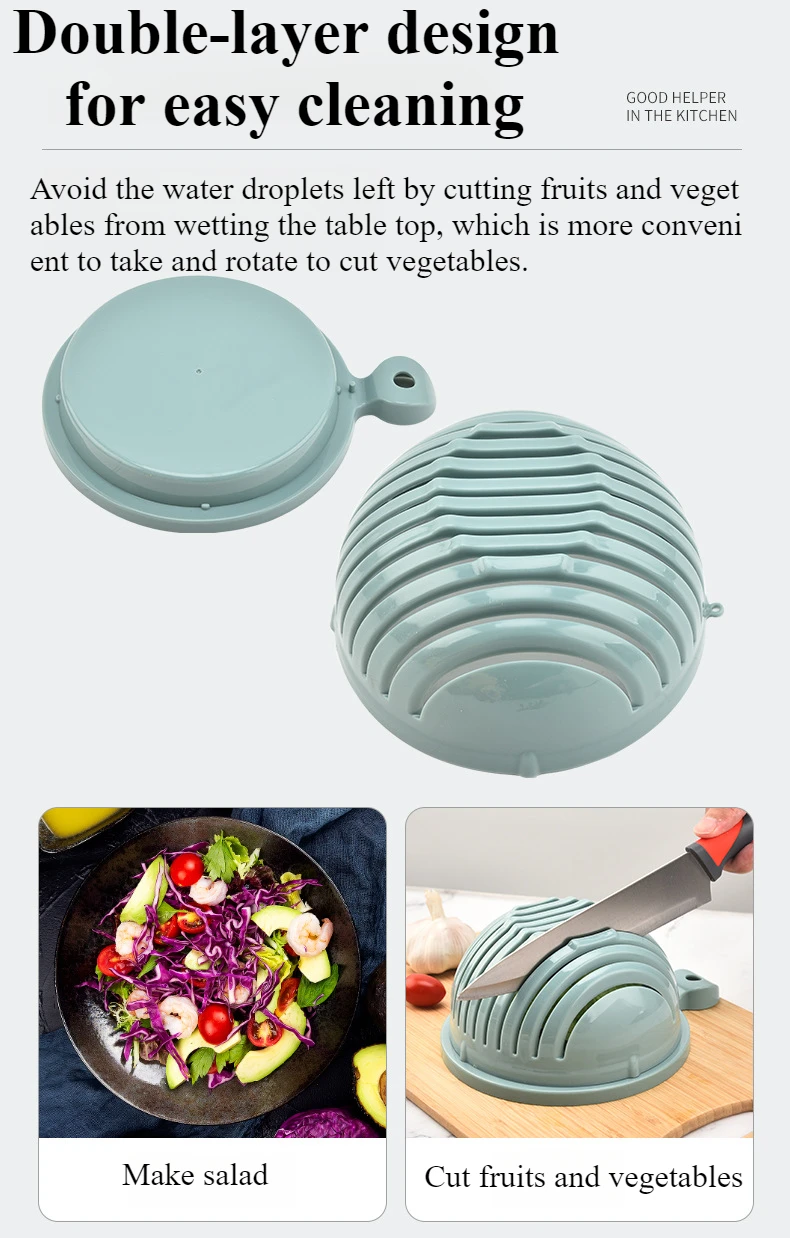 Fruit and vegetable cutting bowl, salad chopper, fruit and vegetable slicer, kitchen gadgets