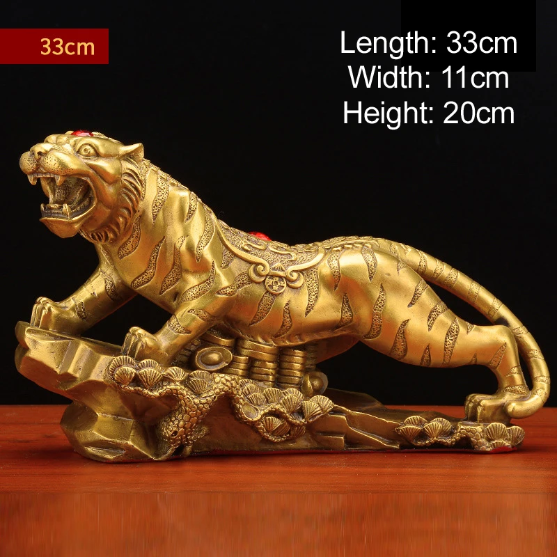 Metal Brass Tiger Sculpture Ornaments, Home Office Desk Living Room Bedroom Decorations, Copper Craft, Mountain Tiger Decor, 1Pc