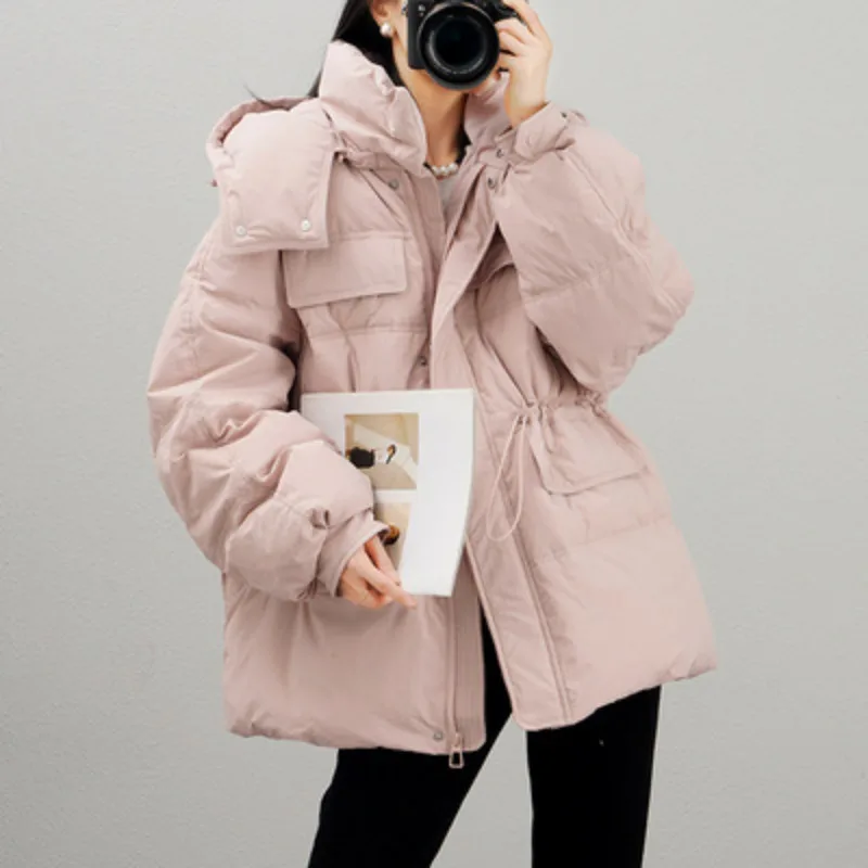 2023 New Women Down Jacket Winter Coat Female Short Parkas Loose Thick Warm Outwear Hooded Leisure Time Versatile Overcoat