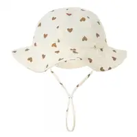 Korean Bear Baby Hat Muslin Cotton Bucket Hats for Girls Boys Cute Printed Spring Summer Infant Fisherman Cap Beach Accessories 2