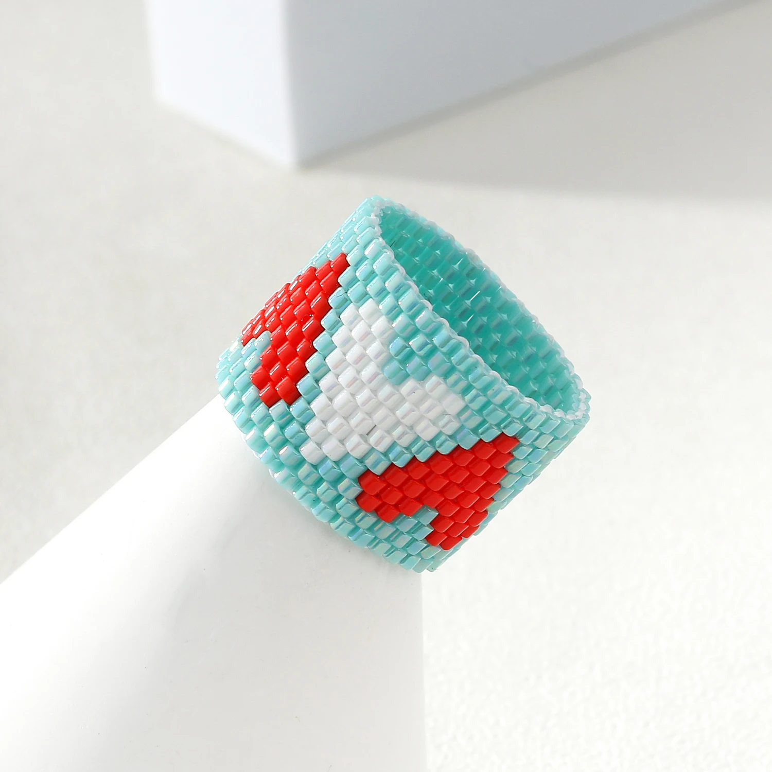 KELITCH Miyuki Ring Fashion Gift Jewelry Miyuki Seed Bead Band Geometric Woven Native Style Finger Rings for Women 3