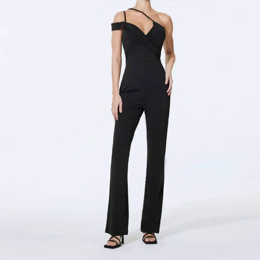 

Zoctuo Black Jumpsuit For Women Sexy Off The Shoulder Strap Bodycon Pants Elegant Female High Waist Jumpsuits Club Wear Party