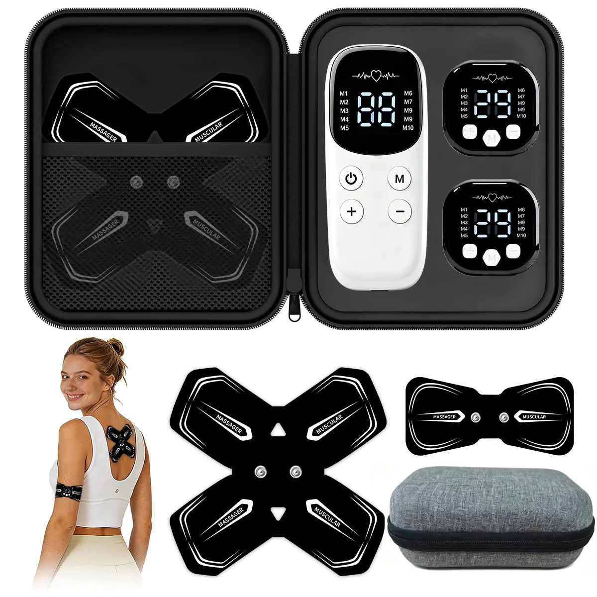 Electric Neck Massager EMS Muscle Stimulator Low Frequency Back Cervical Patches 10 Modes 29 Levels Intensity Pain Joints Relief 1
