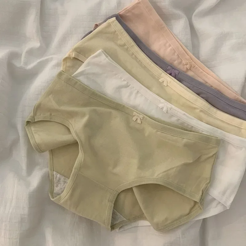 

Sweet youth ~ Girls sweet bow cotton underwear girls mid-waist antibacterial shorts thin breathable simple