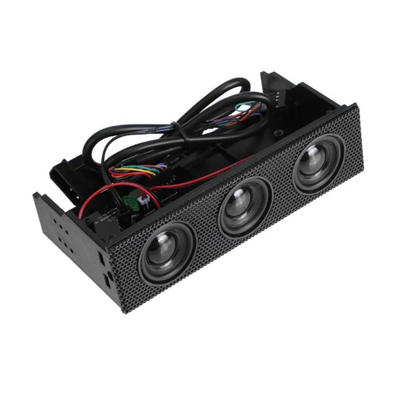 

Stereo Speaker PC Front Panel Computer for Case Built-in Mic Music Loud Speaker Space Saving Front Panel Speaker for Des