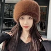 Mongolian Smooth Fluffy Plush Basin Hat New Fox Thickened Warm Bucket Caps Ear Protection Windproof Outdoor Flat Hat Ladies 4