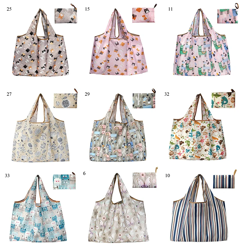 Eco-Friendly Large-Capacity Foldable Shopping Tote with Convenient Pouch