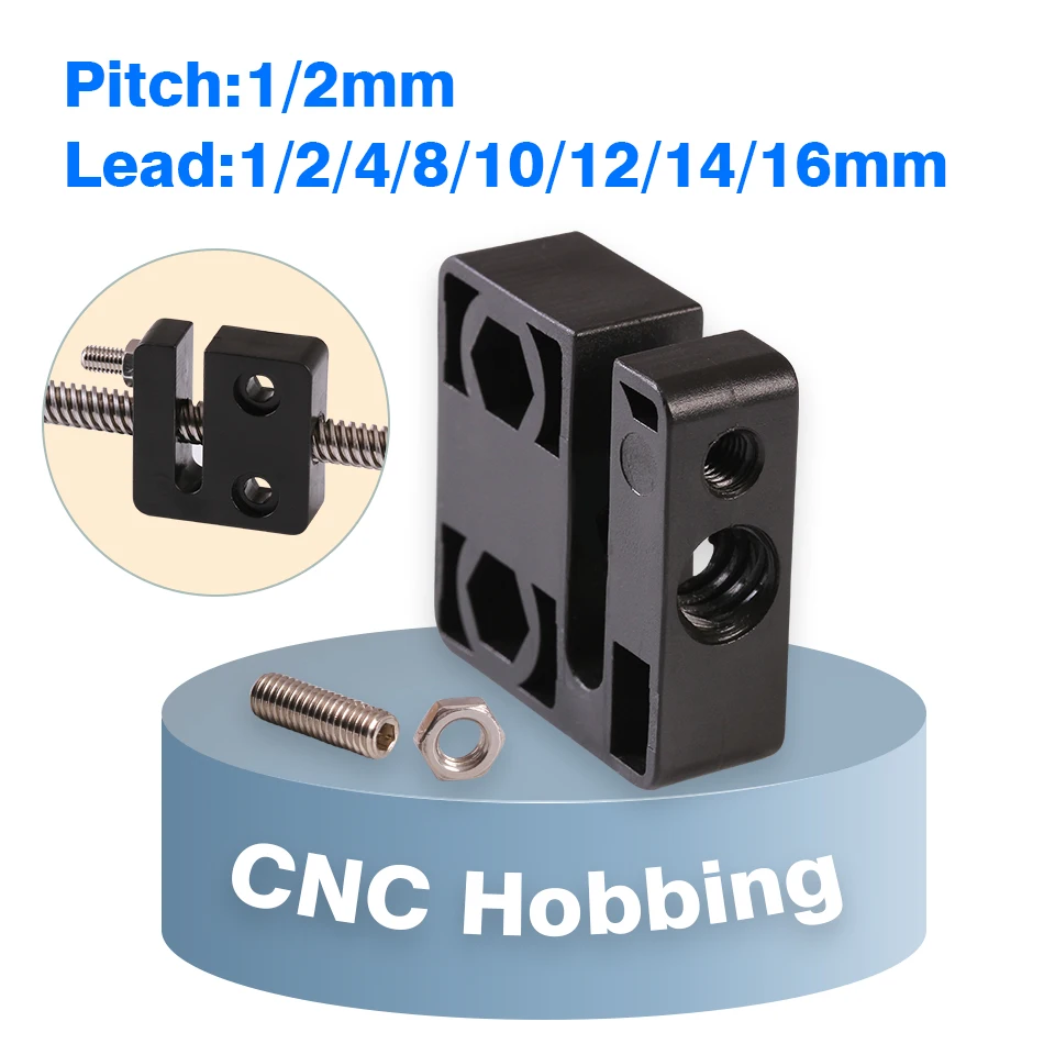 T Type Opensource Anti-backlash T8 Screw 8mm Nut Block Pitch 2mm POM  3D Printer Accessories Square T8 Nut CNC Hobbing 3d printer accessories t v openbuildd type anti backlash t8 screw 8mm nut block pitch 2mm lead 2mm 4mm 8mm pom square t8 nut