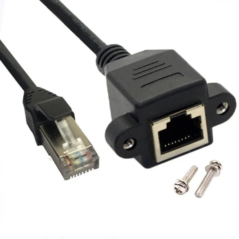 

8P8C FTP STP UTP RJ45 Cable Male To Female 100M/1000M Speed Cat5 Cat6e Screw Panel Mount Ethernet LAN Network Extension Cable