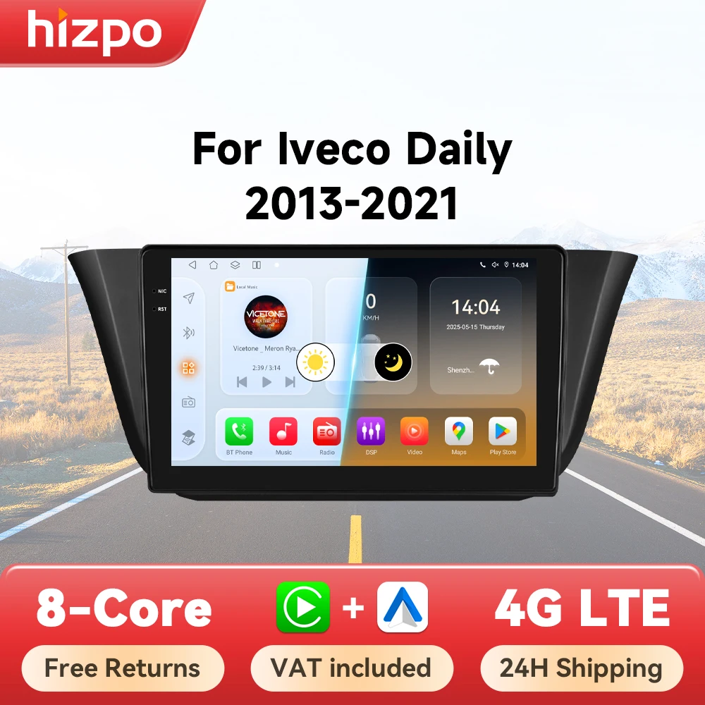 Hizpo 9" Android Auto Radio For Iveco Daily Carplay Car Multimedia Player GPS 2din