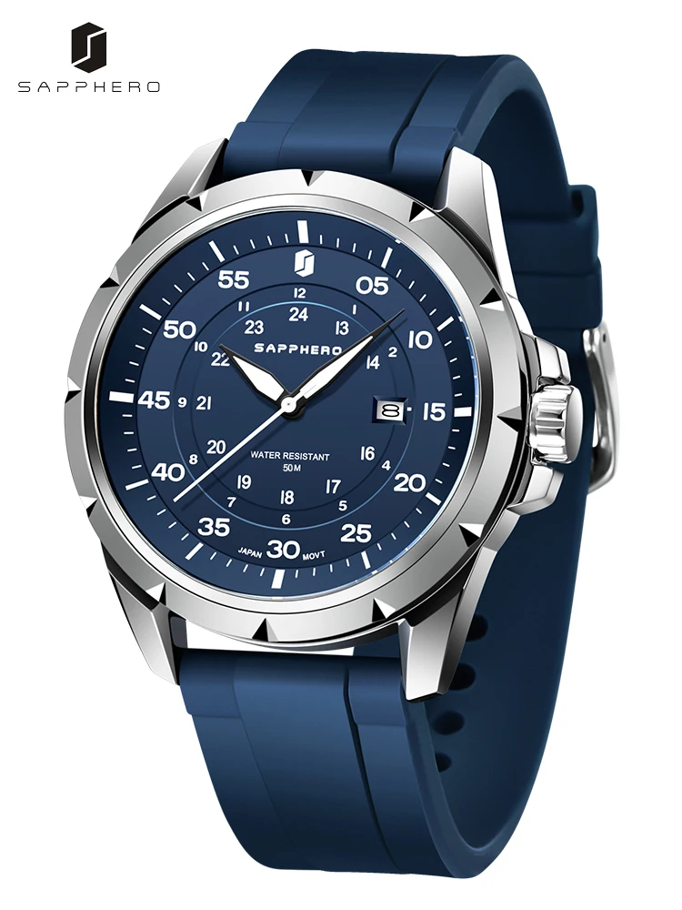 SAPPHERO Men's Watch Luxury Quartz Clock 50M Waterproof for Men 1