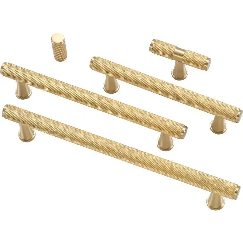 

European 8PCS Solid Brass Knurled Furniture Pulls Handles Drawer Knobs Cupboard Wardrobe Closet Dresser Cabinet Door Pulls Pens