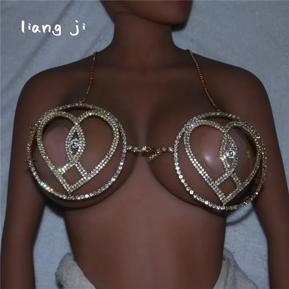 

Body Chain Sexy Crystal Love Type Bra Chain Bikini Three Point Thong Beach Outfit Chest Chain Lumbar Chain портупея Body Jewelry
