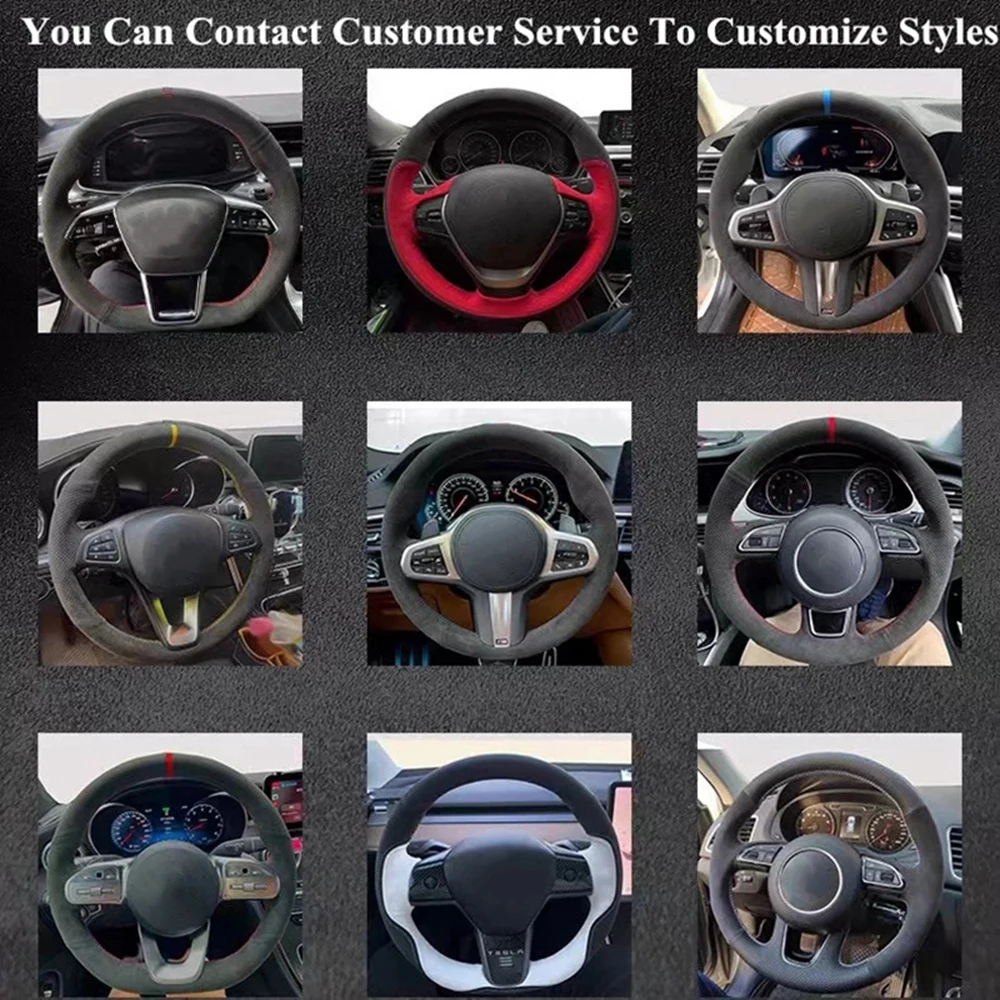 For BMW M Sport G30 G31 G32 G20 G21 G14 G15 G16 X3 G01 X4 G02 X5 G05 Customized Car Steering Wheel Cover Anti-Slip Suede Braid