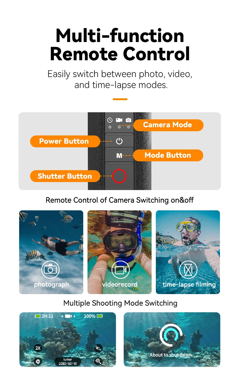 TELESIN Buoyancy Bar Selfie Stick Waterproof Selfie Stick With Hand Strap Wirele
