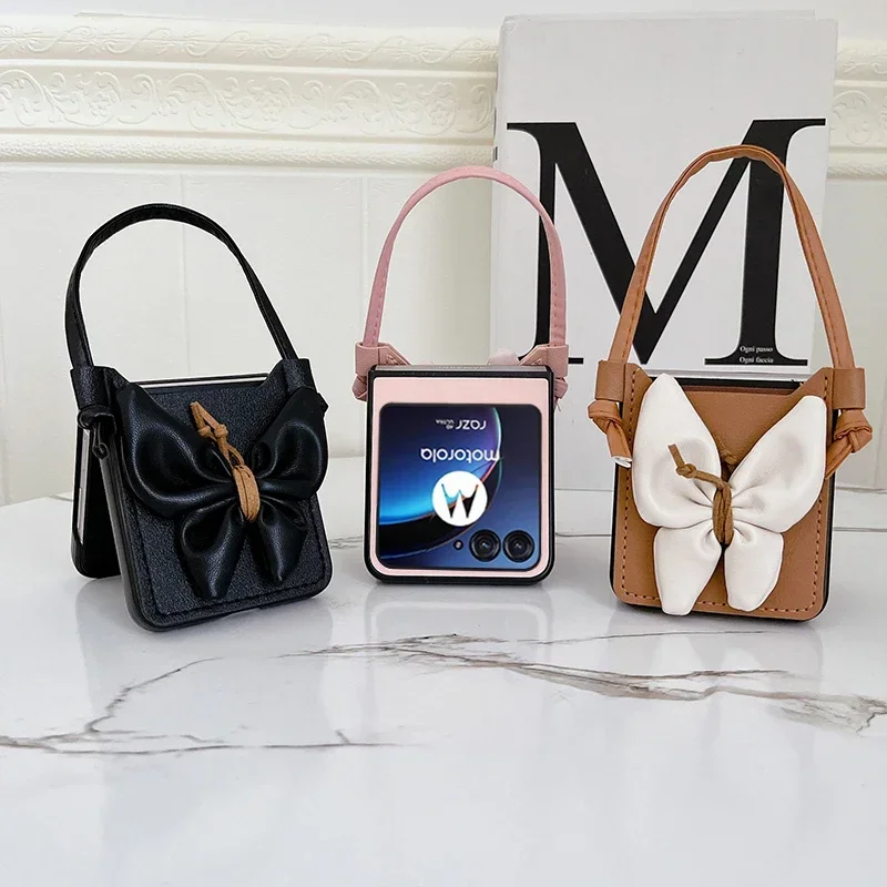 Stylish Butterfly Cardholder Crossbody Phone Case with Pearl Chain